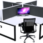 LOOP 4 Person Workstation Fabric Screen dressed