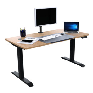 eco height adjustable desk dressed black frame