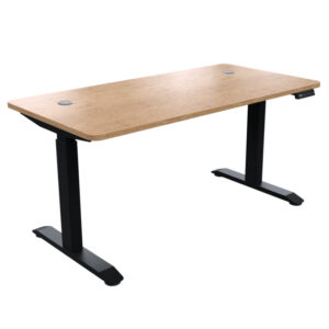 eco height adjustable desk oak top black frame