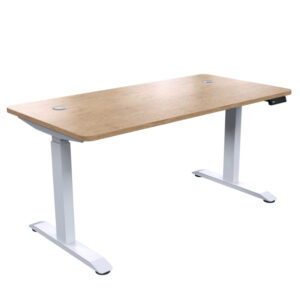 eco height adjustable desk oak top white frame