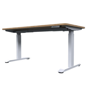 eco height adjustable desk oak top white frame under